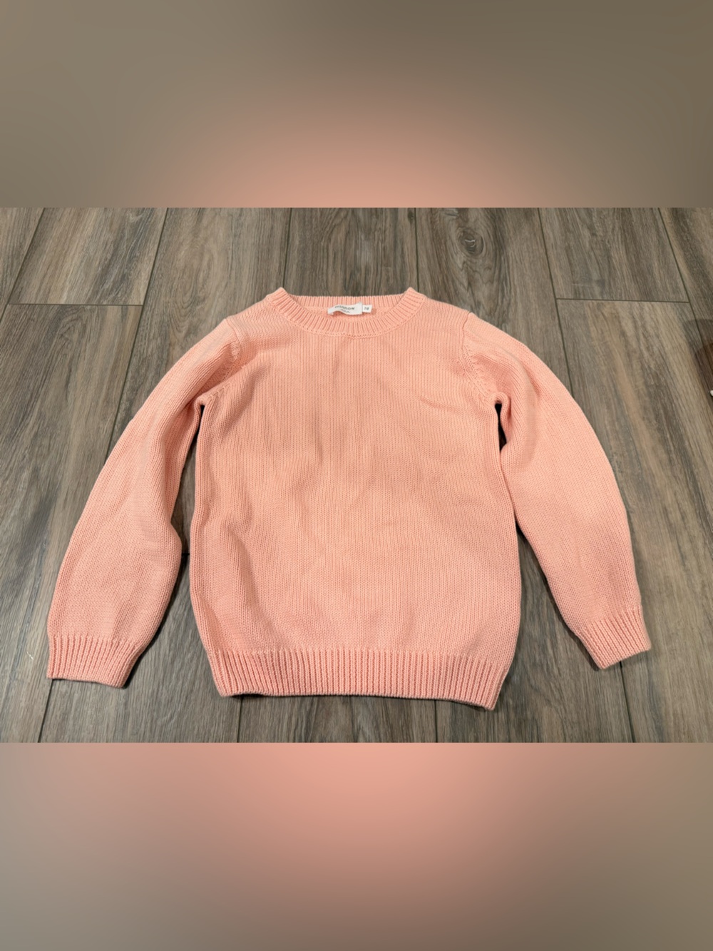 Girls' Lightweight Crewneck Sweater in Peach - Classic Knit